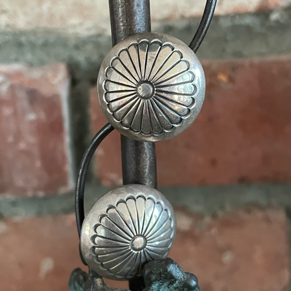 Vintage Native American Sterling Flower Concho Earrings - Picture 3 of 11